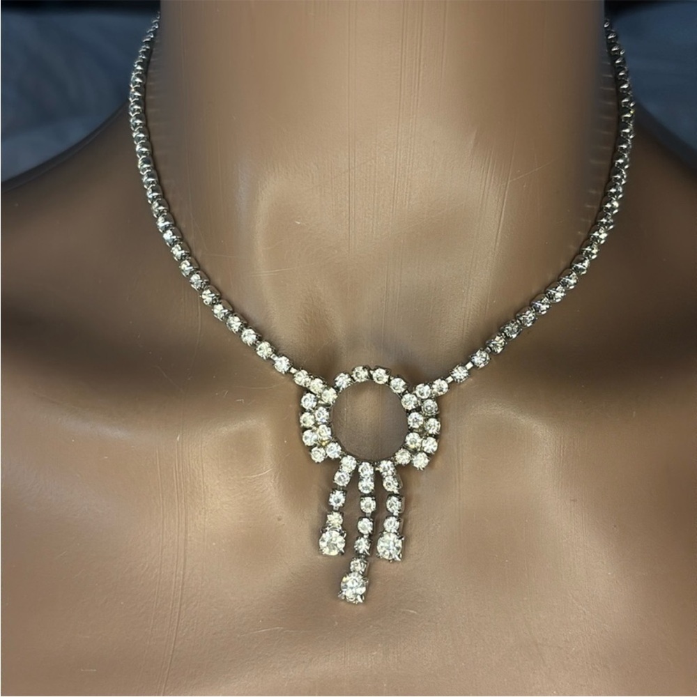 Stunning Art Deco Raphael Silver Rhinestone Necklace
